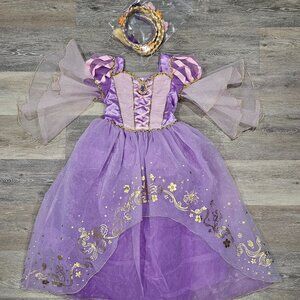 Disney Rapunzel Tangled Princess Dress w/ Braid Headband | Kids 9/10